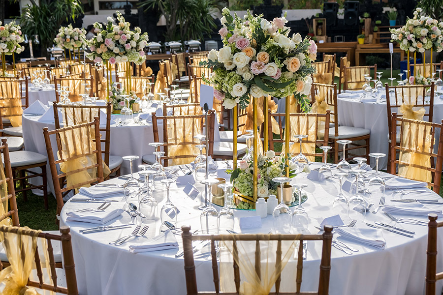 Gold table centerpieces
